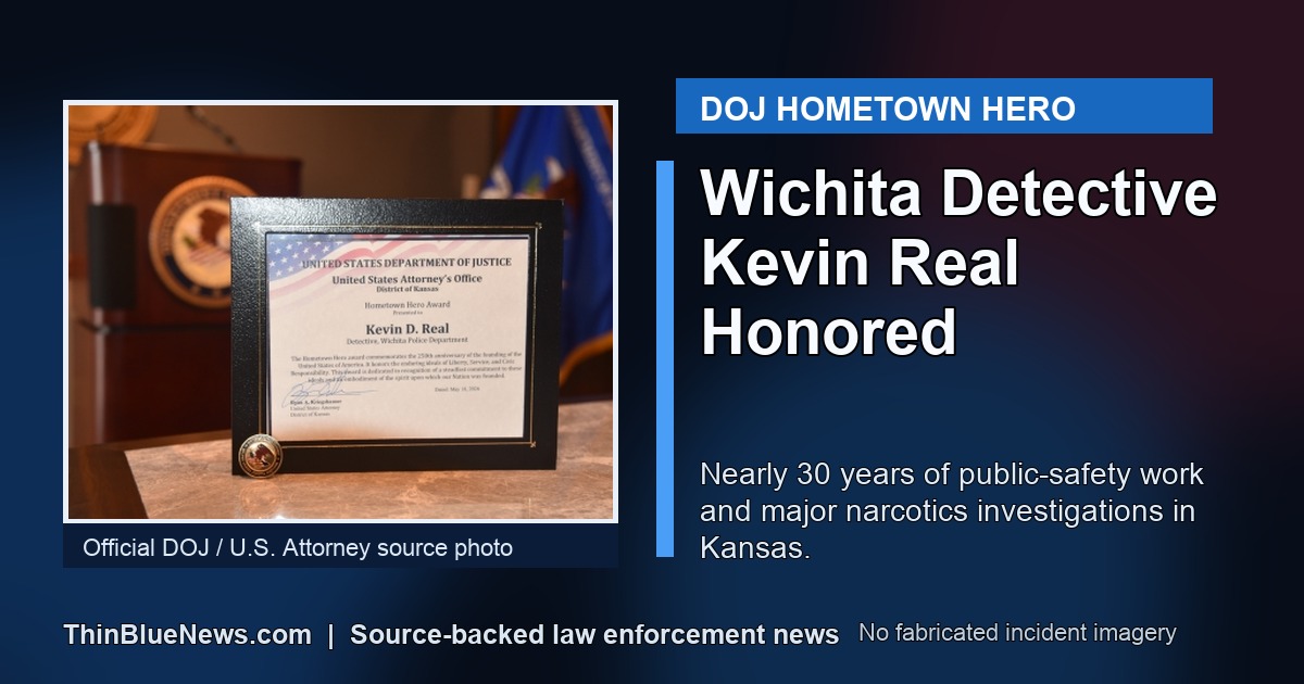 Wichita Police Detective Kevin Real Honored as DOJ Hometown Hero