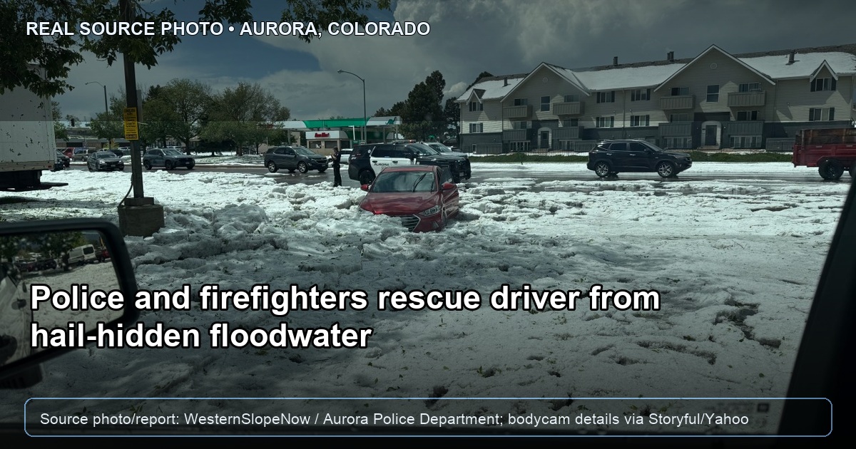 Aurora Police and Firefighters Rescue Driver From Hail-Hidden Floodwater
