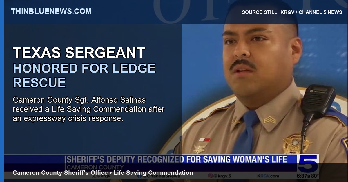 KRGV source still of Cameron County Sheriff’s Office Sgt. Alfonso Salinas with ThinBlueNews headline and source labeling added.