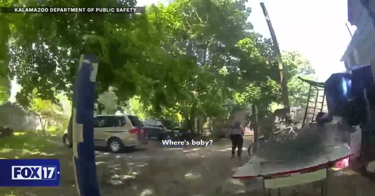 Kalamazoo Officer Catches Baby Dropped From Burning Home, Then Helps Rescue Mother