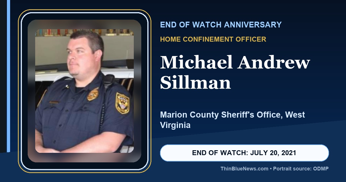ODMP portrait of Marion County Sheriff's Office Home Confinement Officer Michael Sillman in a dignified ThinBlueNews End of Watch anniversary memorial design