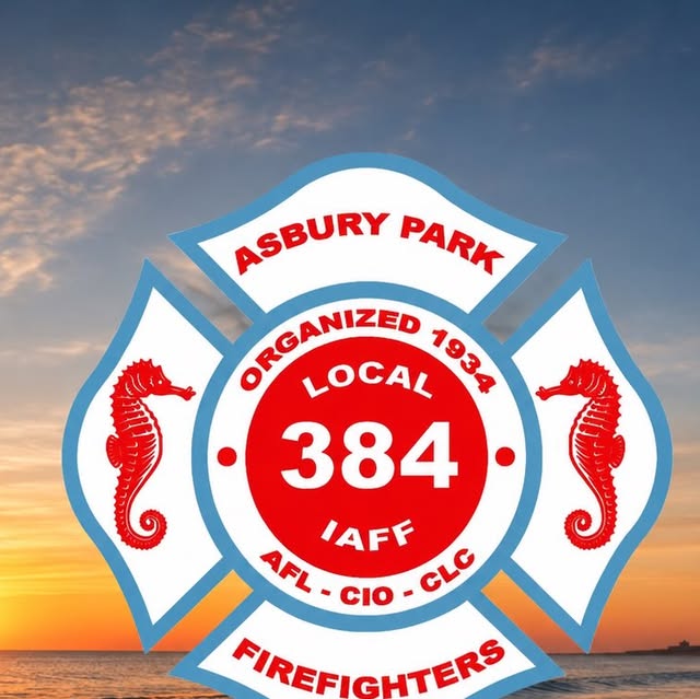 Official Asbury Park Firefighters Local 384 graphic published with the department account of an early-morning ocean rescue