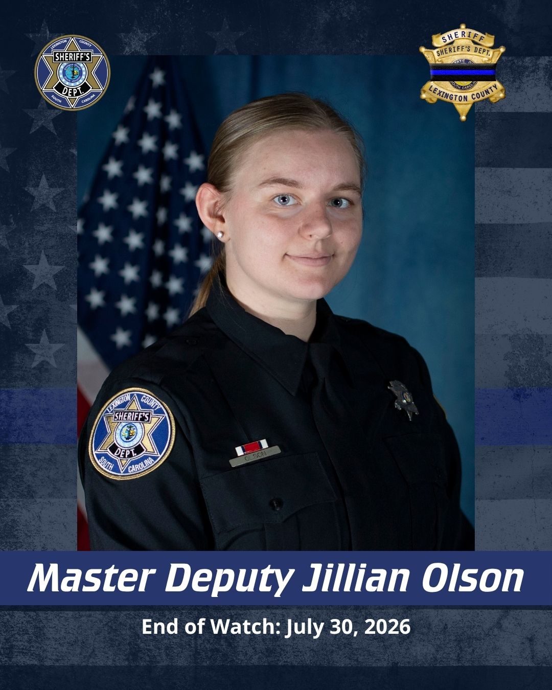 Lexington County Sheriff's Department memorial portrait for Master Deputy Jillian Olson