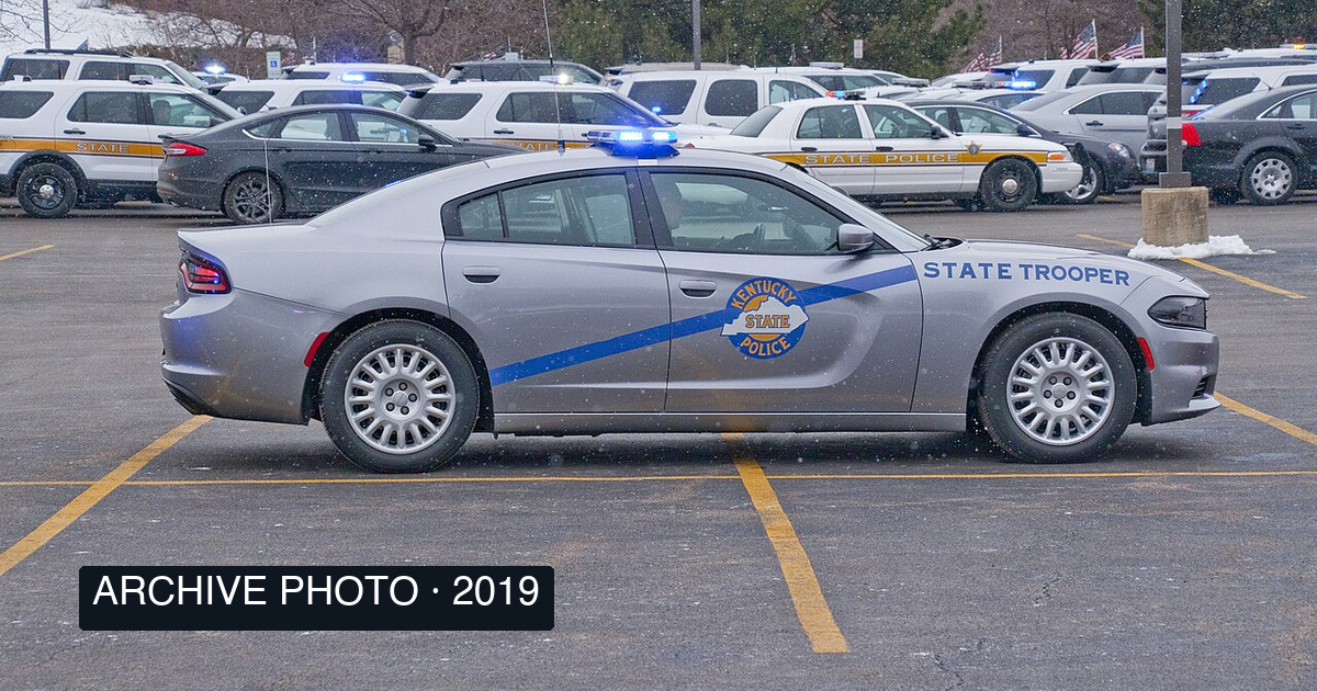 Contextual archive photograph of a Kentucky State Police car in South Barrington, Illinois, in January 2019; not the October 2026 graduation or a vehicle assigned to this class.